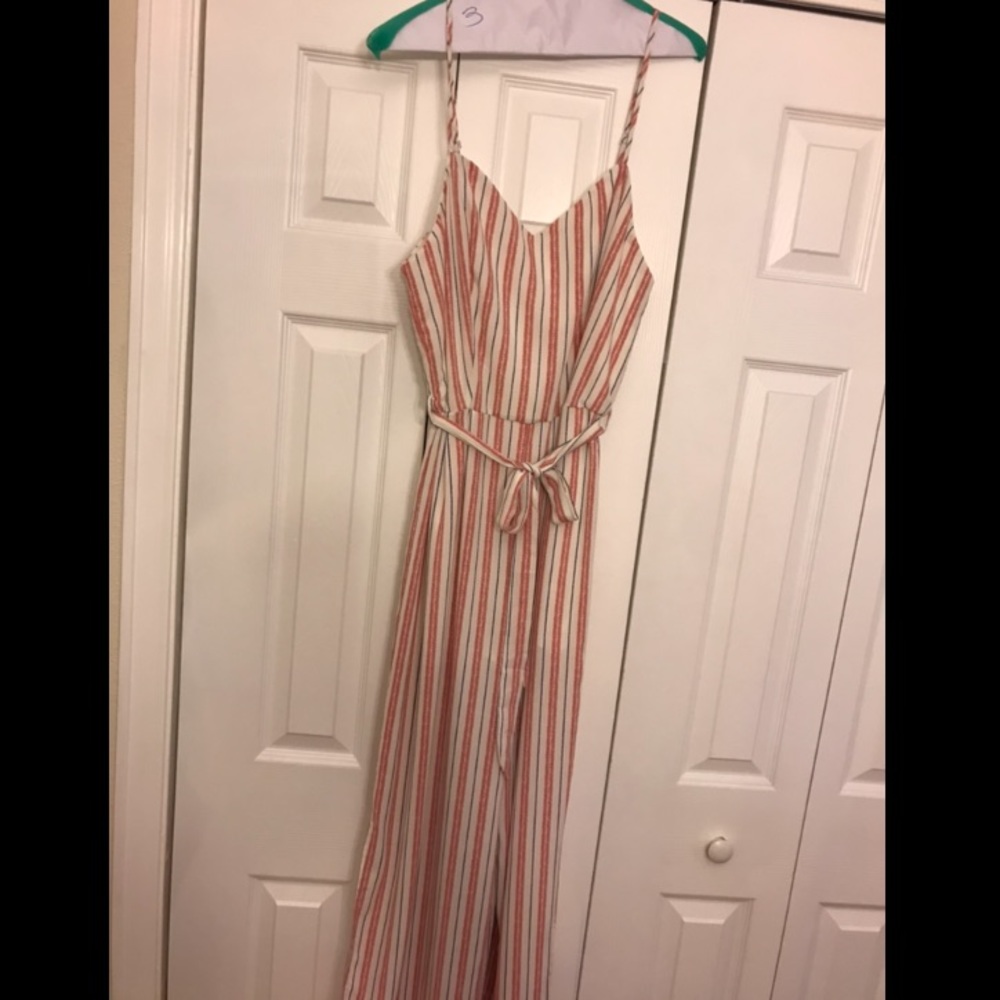 Pant romper/jumpsuit. Pink and white stripes